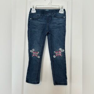 Girls' Blue Jeans with Butterfly Embroidery